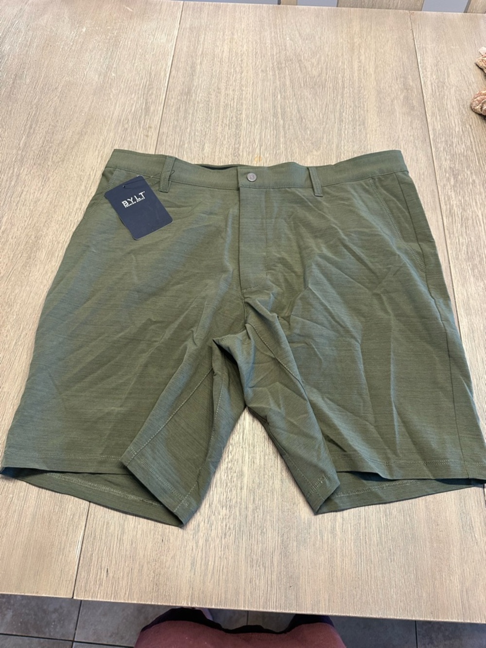 BYLT Basics Olive Flat Front Performance Shorts